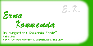 erno kommenda business card